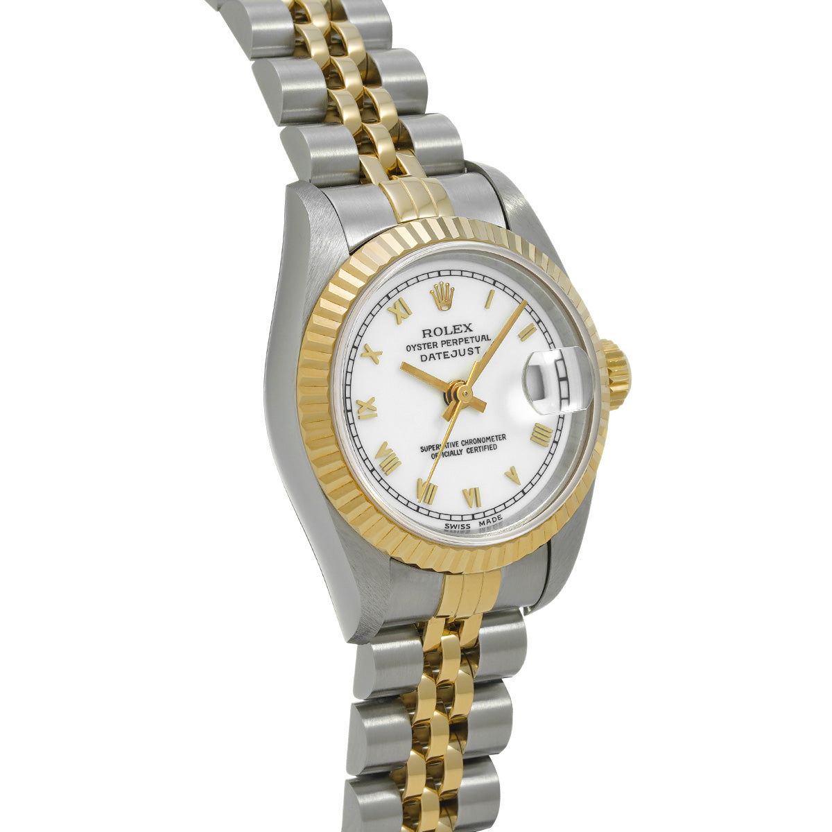 DATE JUST 69173 U (manufactured circa 1997) White ROLEX Ladies [Pre-Owned].