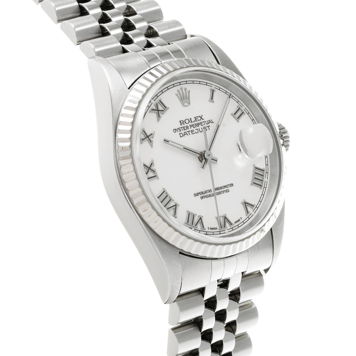 DATE JUST 16234 T (manufactured circa 1996) White ROLEX Men's [Pre-Owned].
