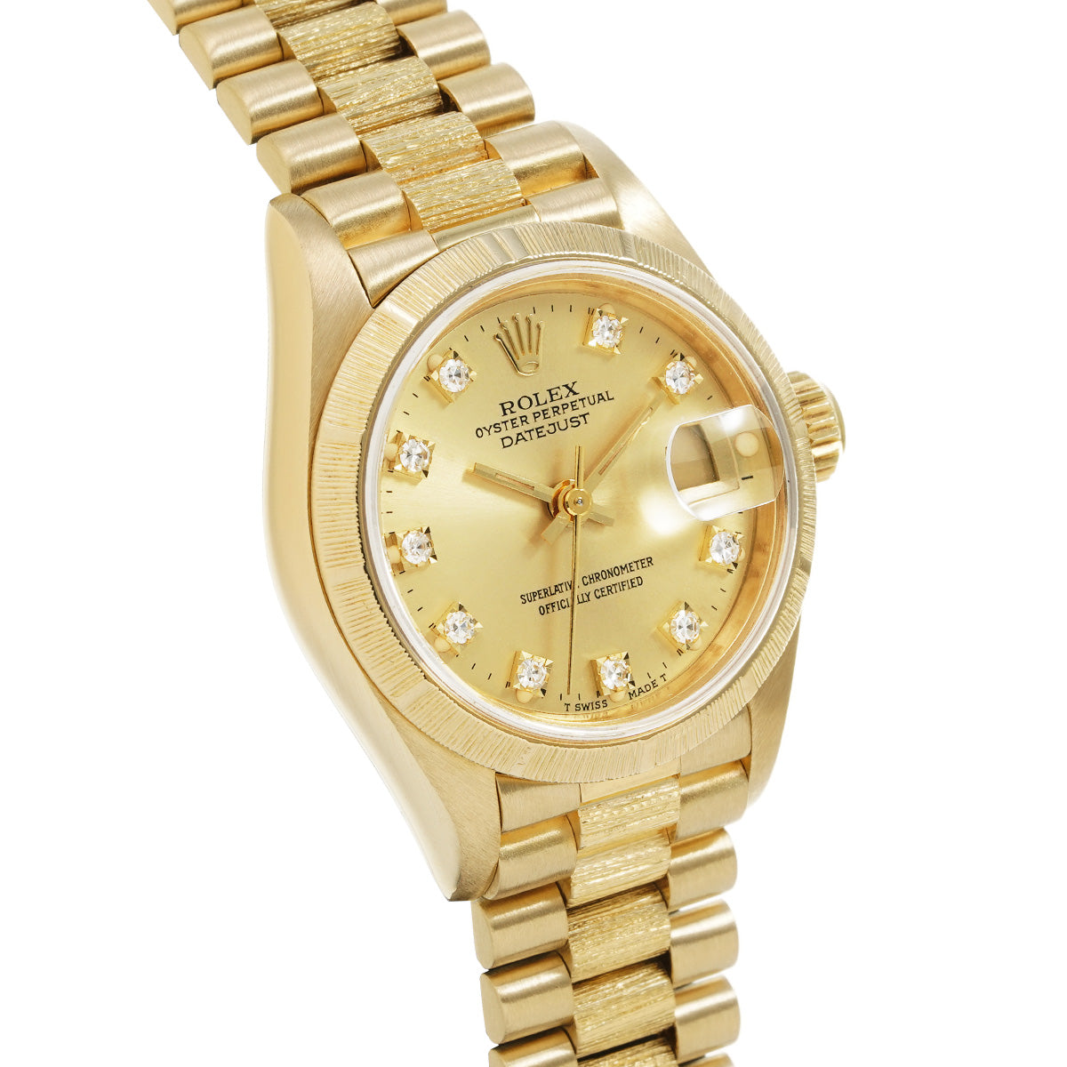 DATE JUST BARK 69278G L (manufactured circa 1989) Champagne/Diamond ROLEX Ladies [Pre-Owned].