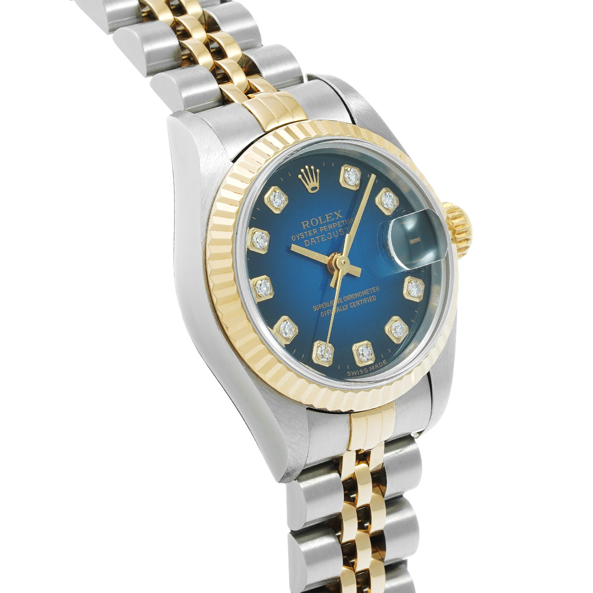 DATE JUST 69173G T (manufactured circa 1996) Blue Gradation/Diamond ROLEX Ladies [Pre-Owned].