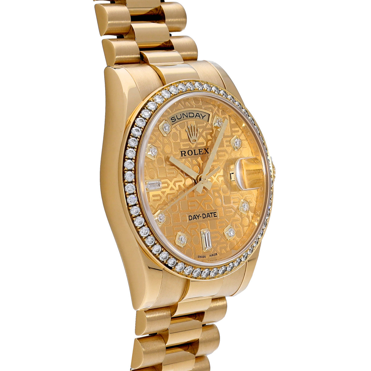 118348A Day Date V (manufactured circa 2009) Champagne Computer/Diamond ROLEX Men's [Pre-Owned].