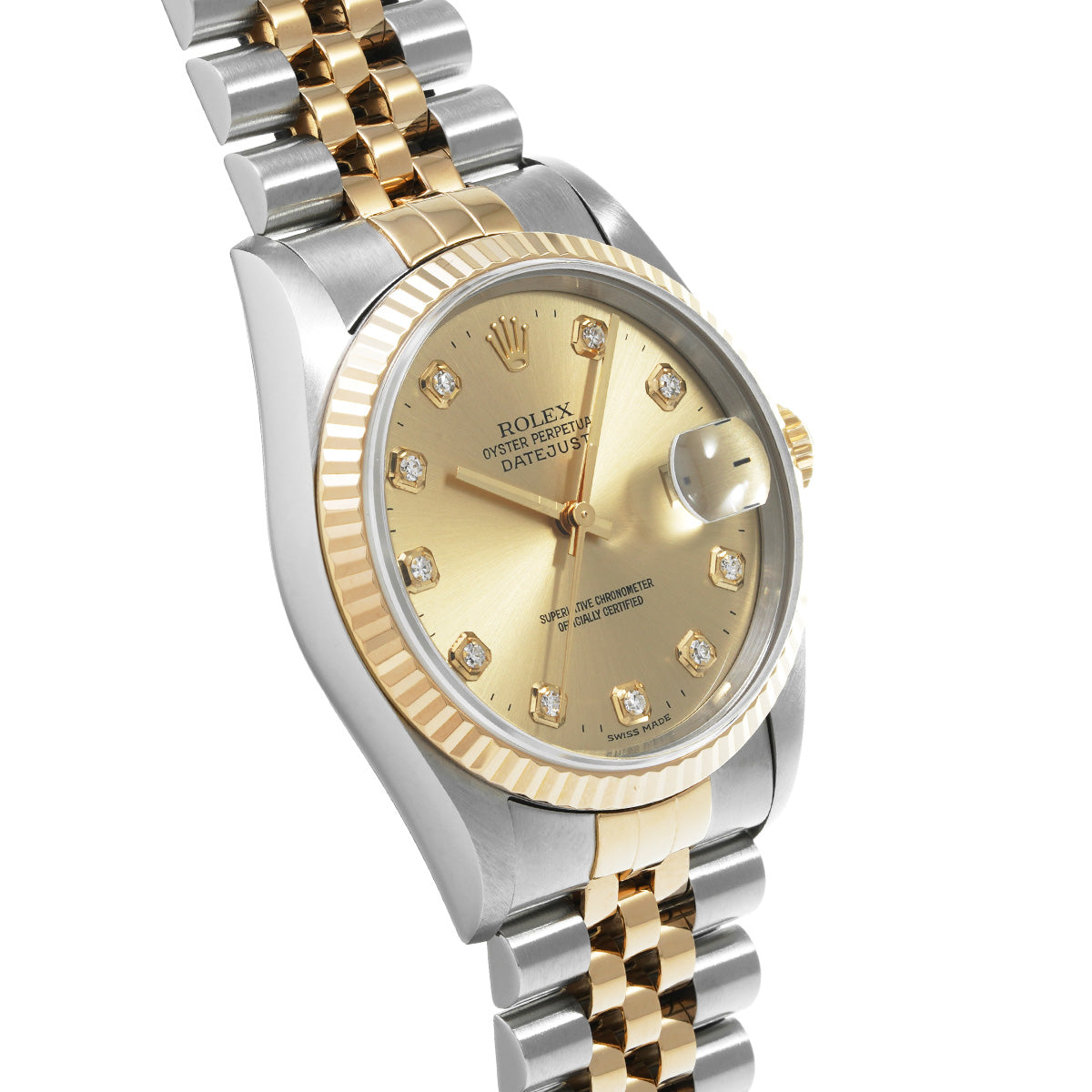 Datejust 16233G T (manufactured circa 1996) Champagne/Diamond ROLEX Men's [Pre-Owned].