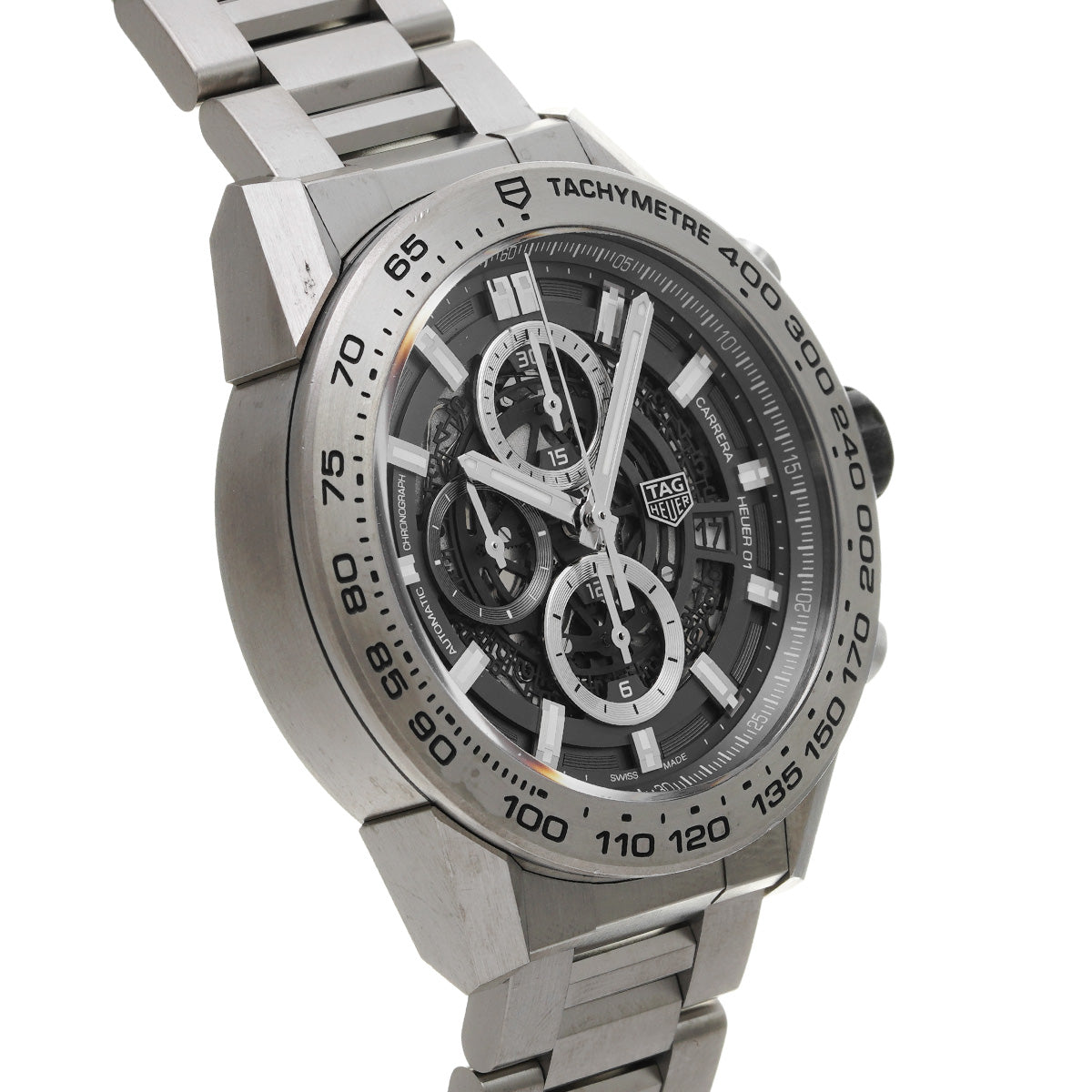 CARRERA CALIBRE HEUER 01 Chronograph Grey Phantom CAR2A8A.BF0707 Black TAG HEUER Mens [Pre-Owned].