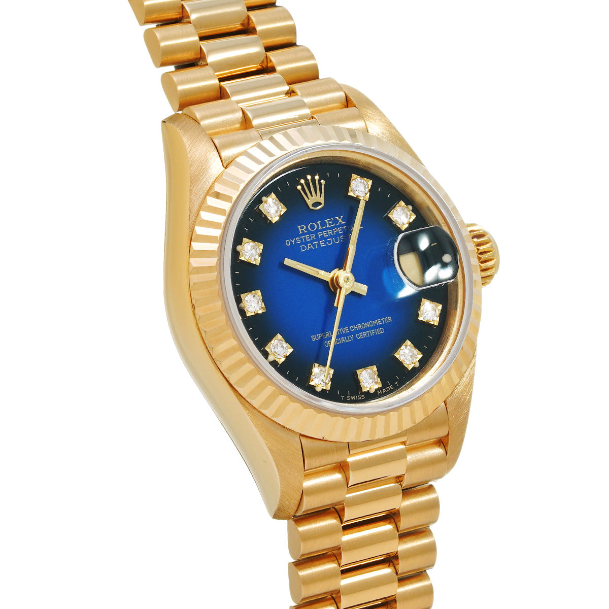 DATE JUST 69178G L (manufactured circa 1990) Blue Gradation/Diamond ROLEX Ladies [Pre-Owned].