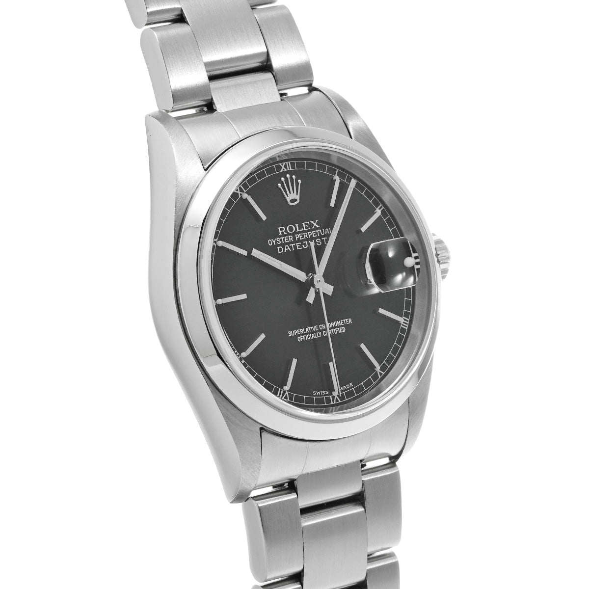 DATE JUST 16200 Y (manufactured circa 2003) Black ROLEX Men's [Pre-Owned].