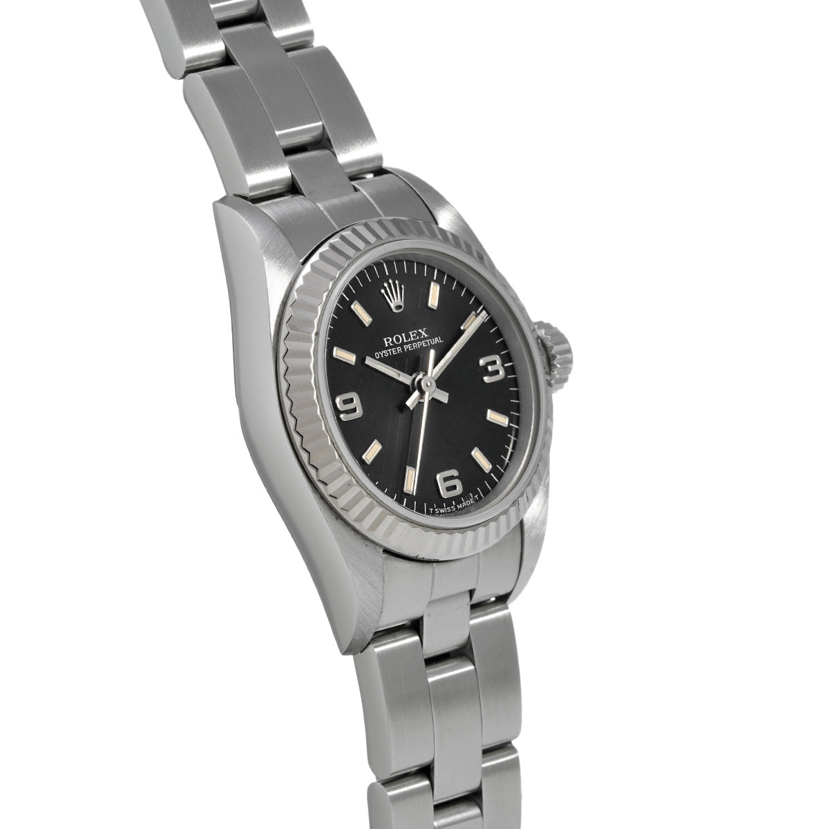 Oyster Perpetual 67194 W (manufactured circa 1995) Black ROLEX Ladies [Pre-Owned].