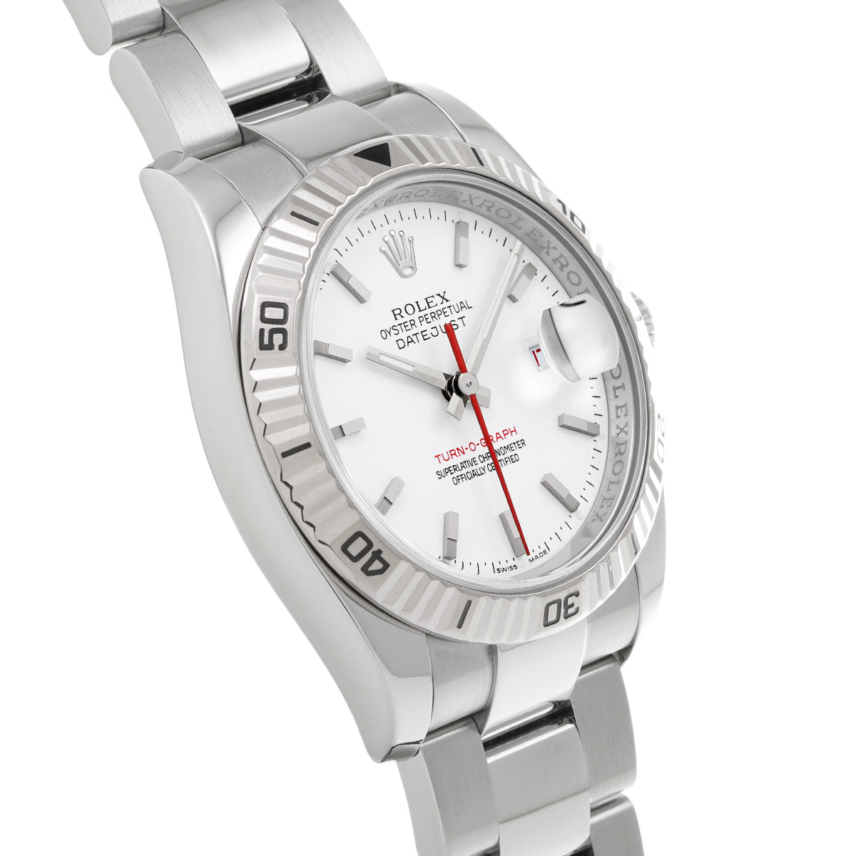 DATE JUST TURNOGRAPH 116264 F (manufactured circa 2004) White ROLEX Men's [Pre-Owned].