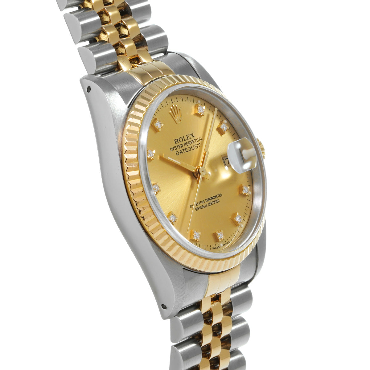 DATE JUST 16233G X (manufactured circa 1991) Champagne/Diamond ROLEX Men's [Pre-Owned].