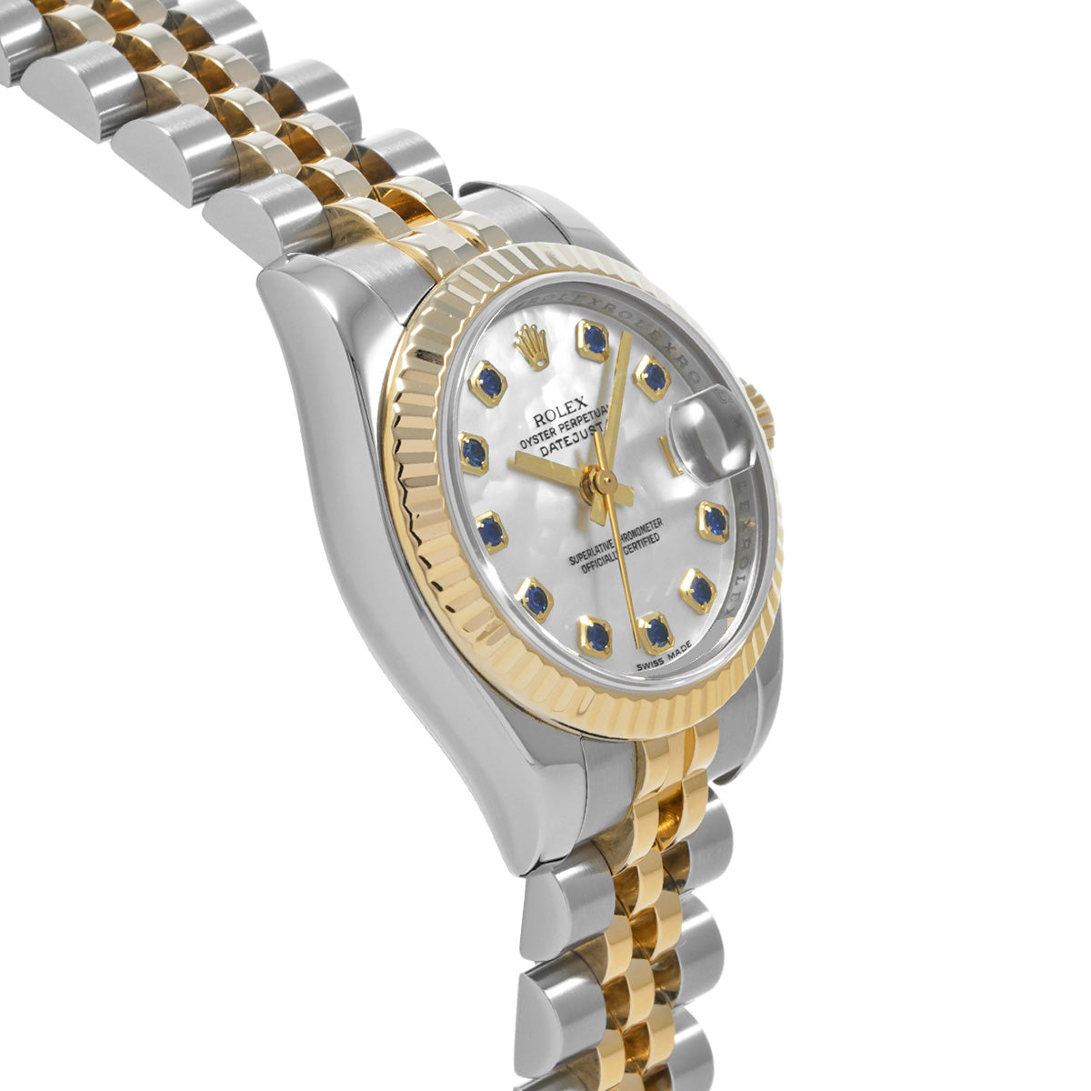 DATE JUST 179173NGS Z (made around 2006) White MOP/Sapphire ROLEX Ladies [Pre-Owned].