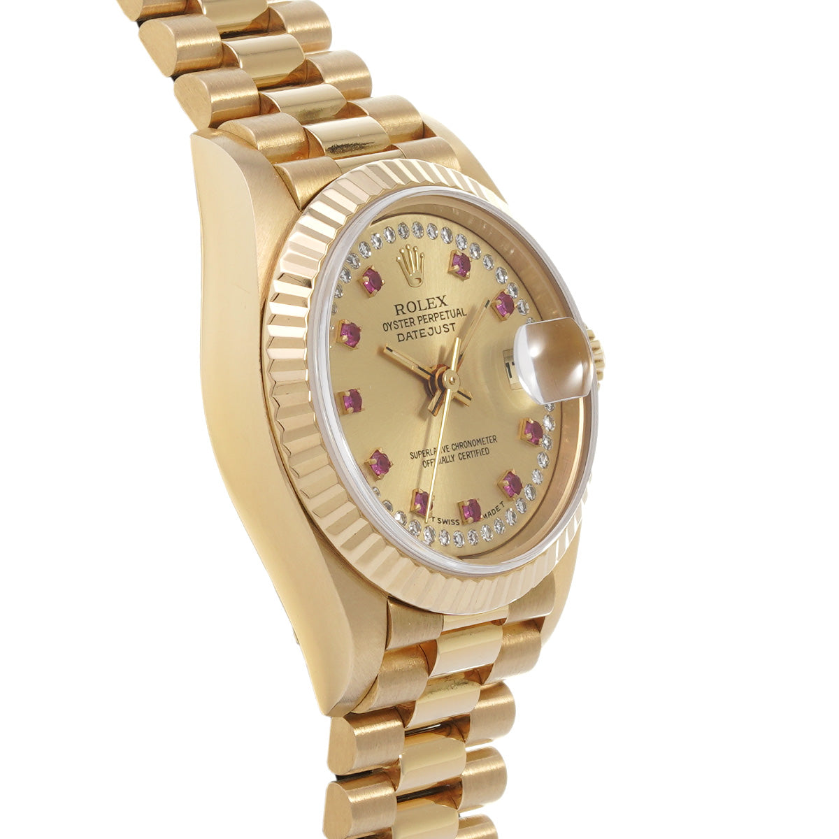 Datejust 69178LR W (manufactured circa 1995) Champagne/Diamond/Ruby ROLEX Ladies [Pre-Owned].