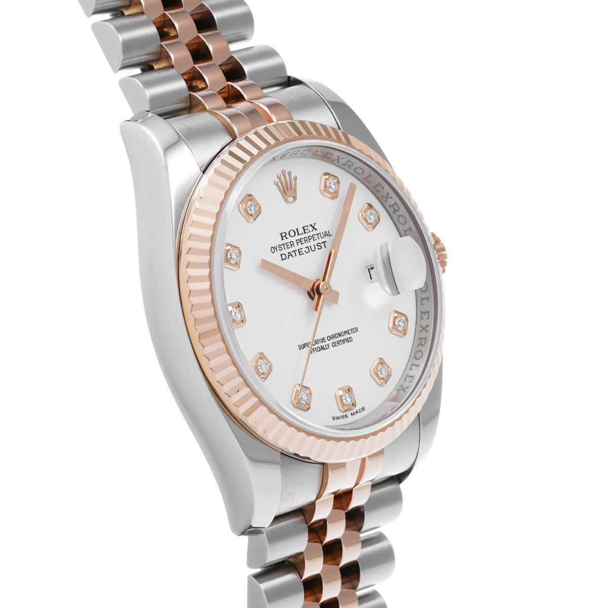 DATE JUST 116231G White/Diamond ROLEX Men's [Pre-Owned].