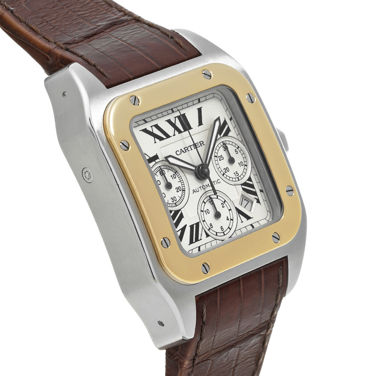 Santos 100 Chronograph XL W20091X7 Silver CARTIER Men's [Pre-Owned]