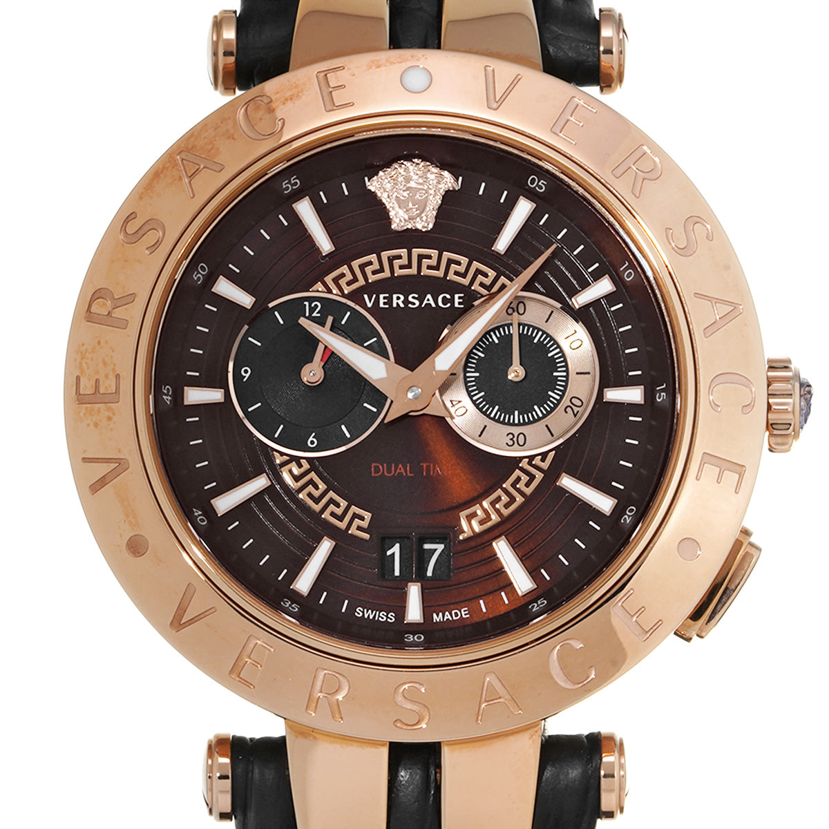 V Race Dual Time VEBV00722 Brown VERSACE Men's [Pre-Owned].