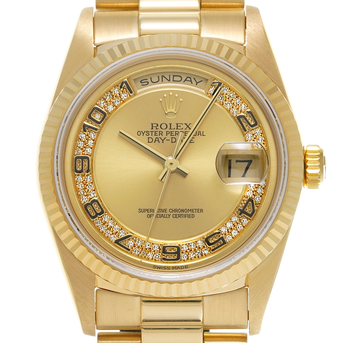 Day Date 18238 E (manufactured circa 1990) Champagne/Milliard Diamonds ROLEX Men's [Pre-Owned].