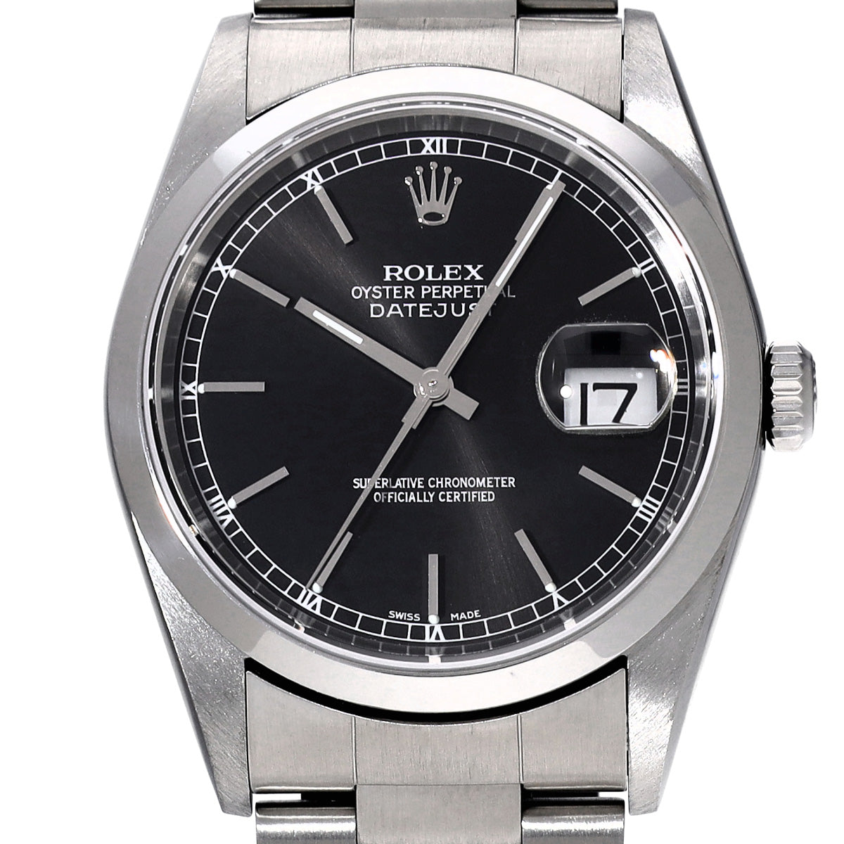DATE JUST 16200 Y (manufactured circa 2003) Black ROLEX Men's [Pre-Owned].