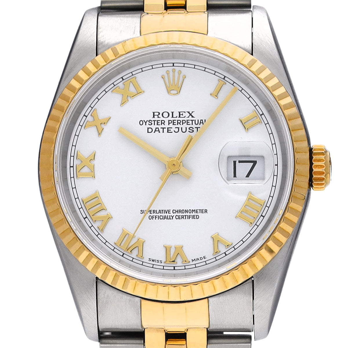 DATE JUST 16233 U (manufactured circa 1997) White ROLEX Men's [Pre-Owned].