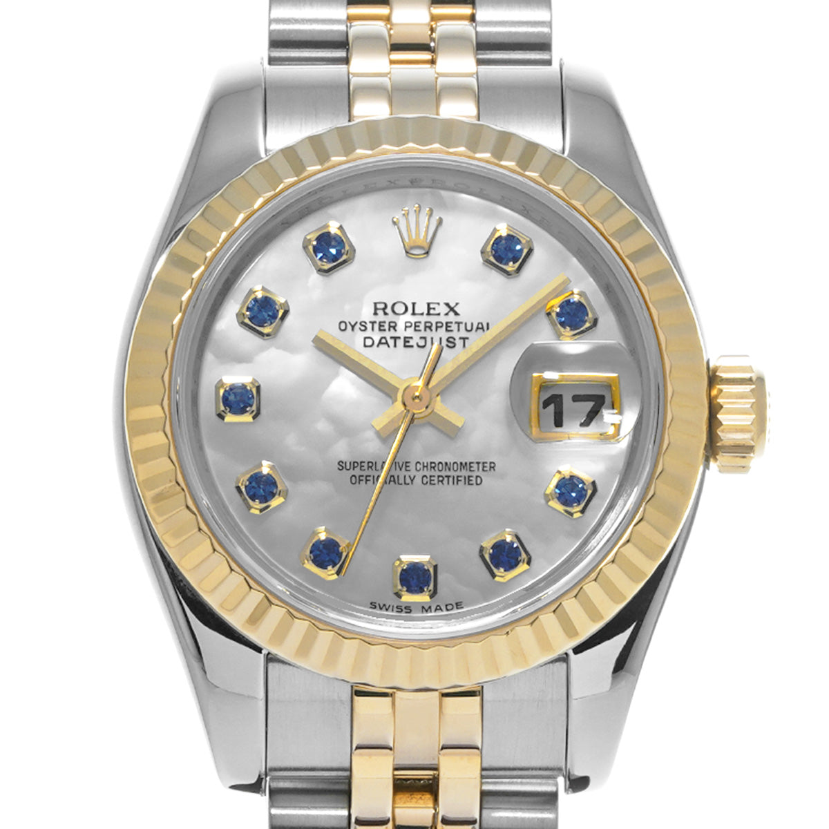 DATE JUST 179173NGS Z (made around 2006) White MOP/Sapphire ROLEX Ladies [Pre-Owned].