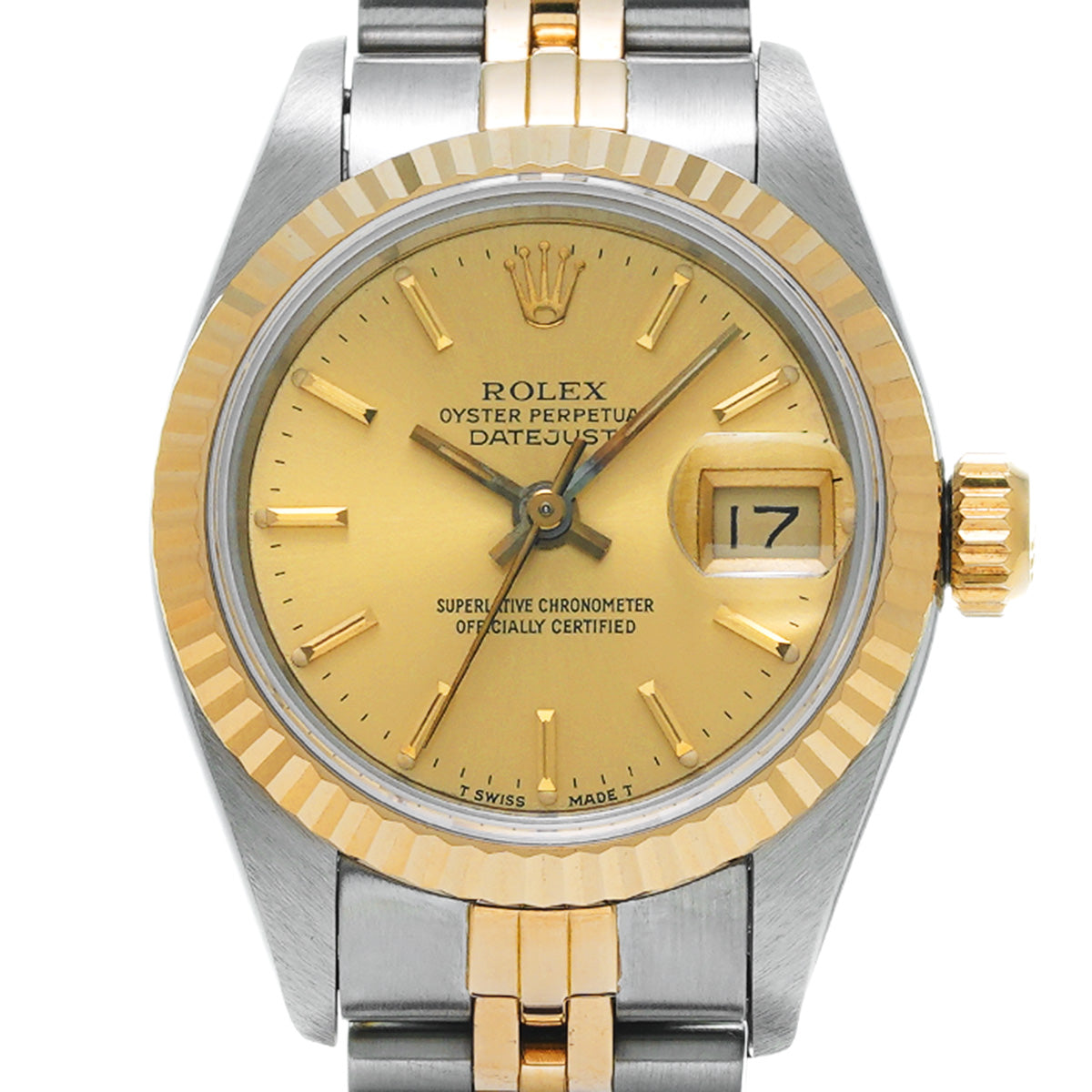 DATE JUST 69173 E (manufactured circa 1990) Champagne ROLEX Ladies [Pre-Owned].