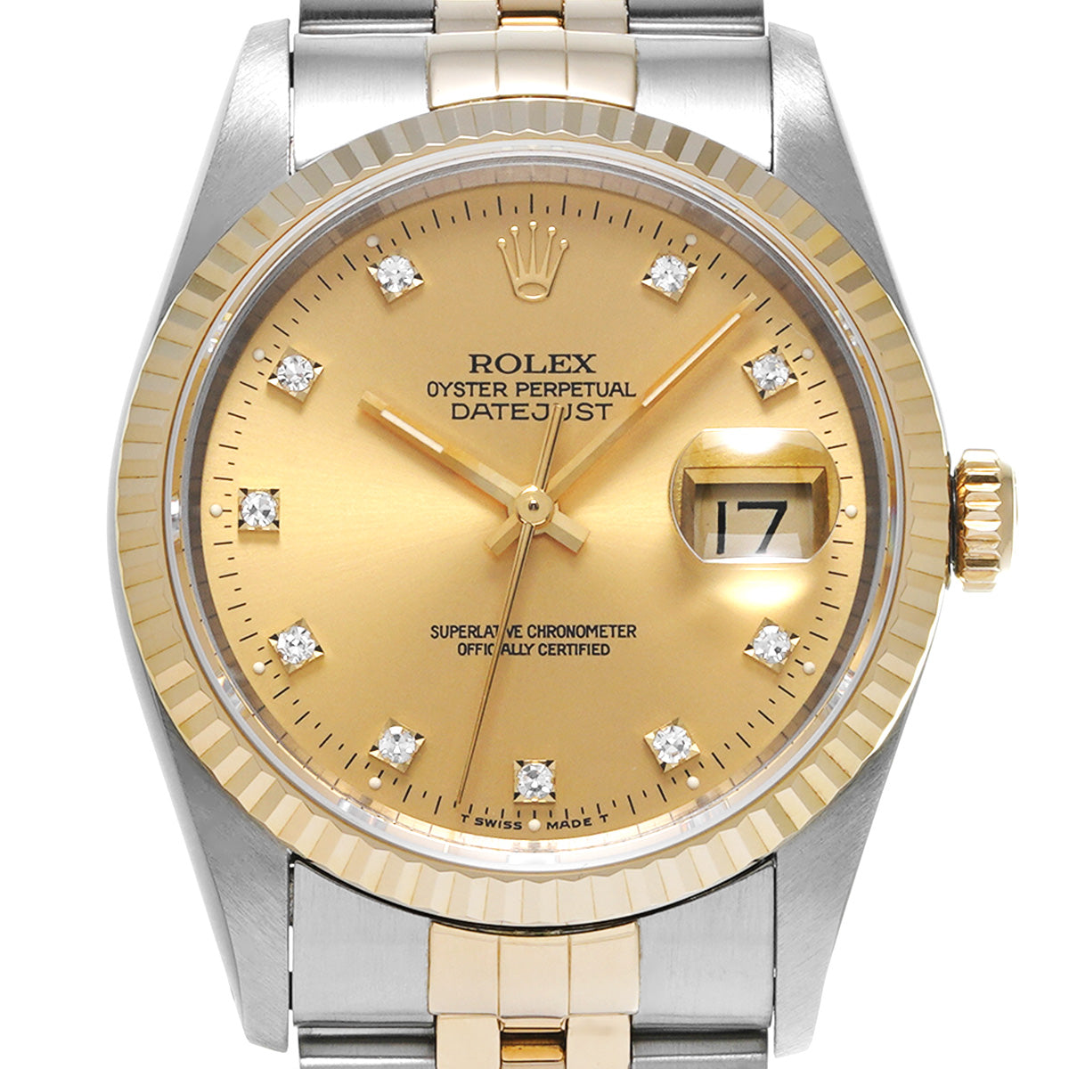 DATE JUST 16233G X (manufactured circa 1991) Champagne/Diamond ROLEX Men's [Pre-Owned].