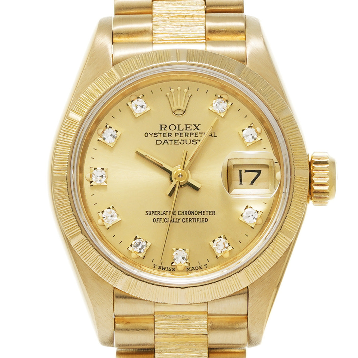 DATE JUST BARK 69278G L (manufactured circa 1989) Champagne/Diamond ROLEX Ladies [Pre-Owned].