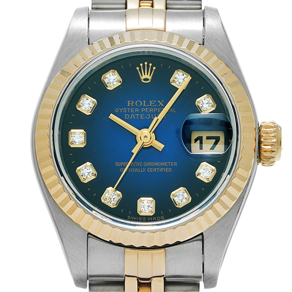 DATE JUST 69173G T (manufactured circa 1996) Blue Gradation/Diamond ROLEX Ladies [Pre-Owned].