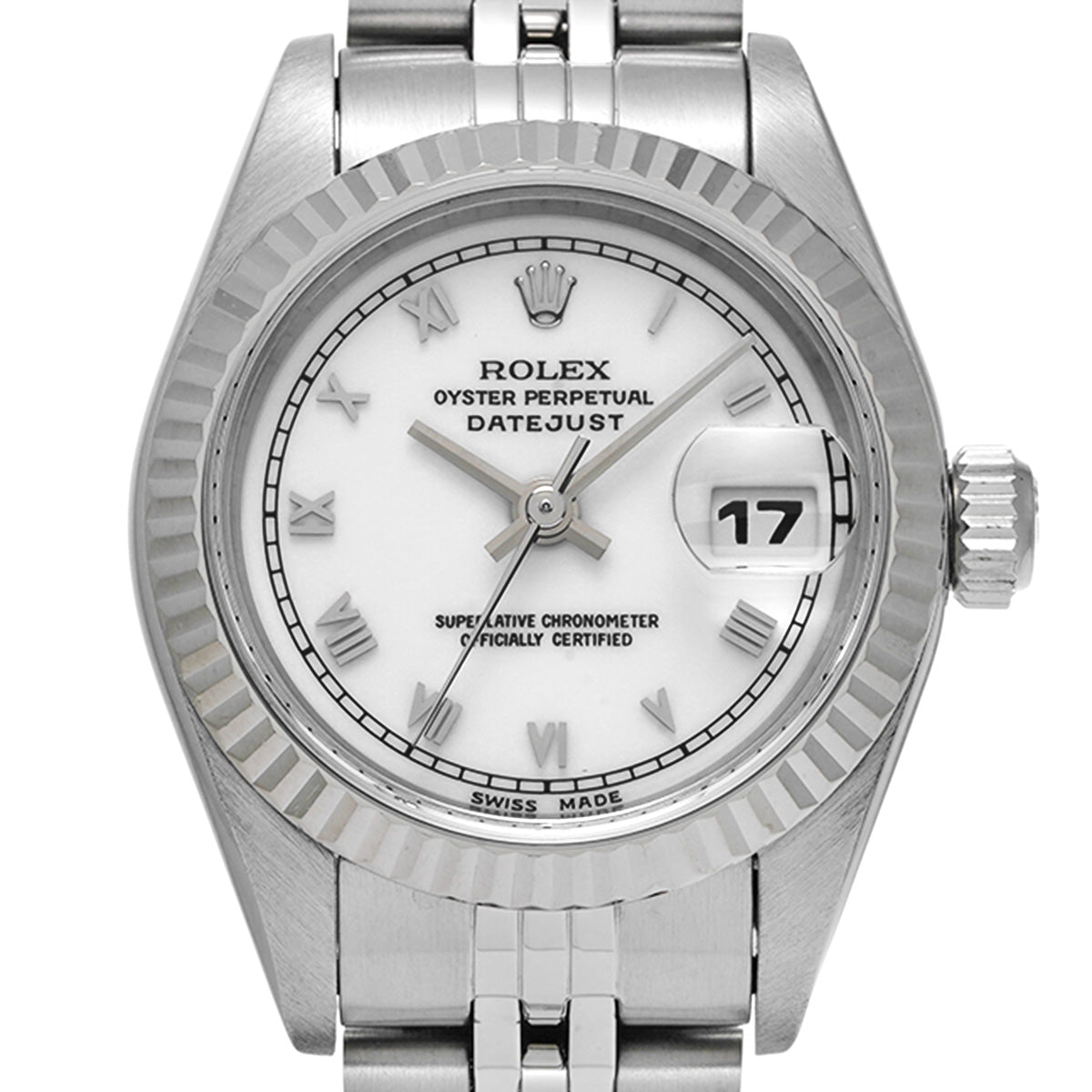 DATE JUST 69174 U (manufactured circa 1997) White ROLEX Ladies [Pre-Owned].