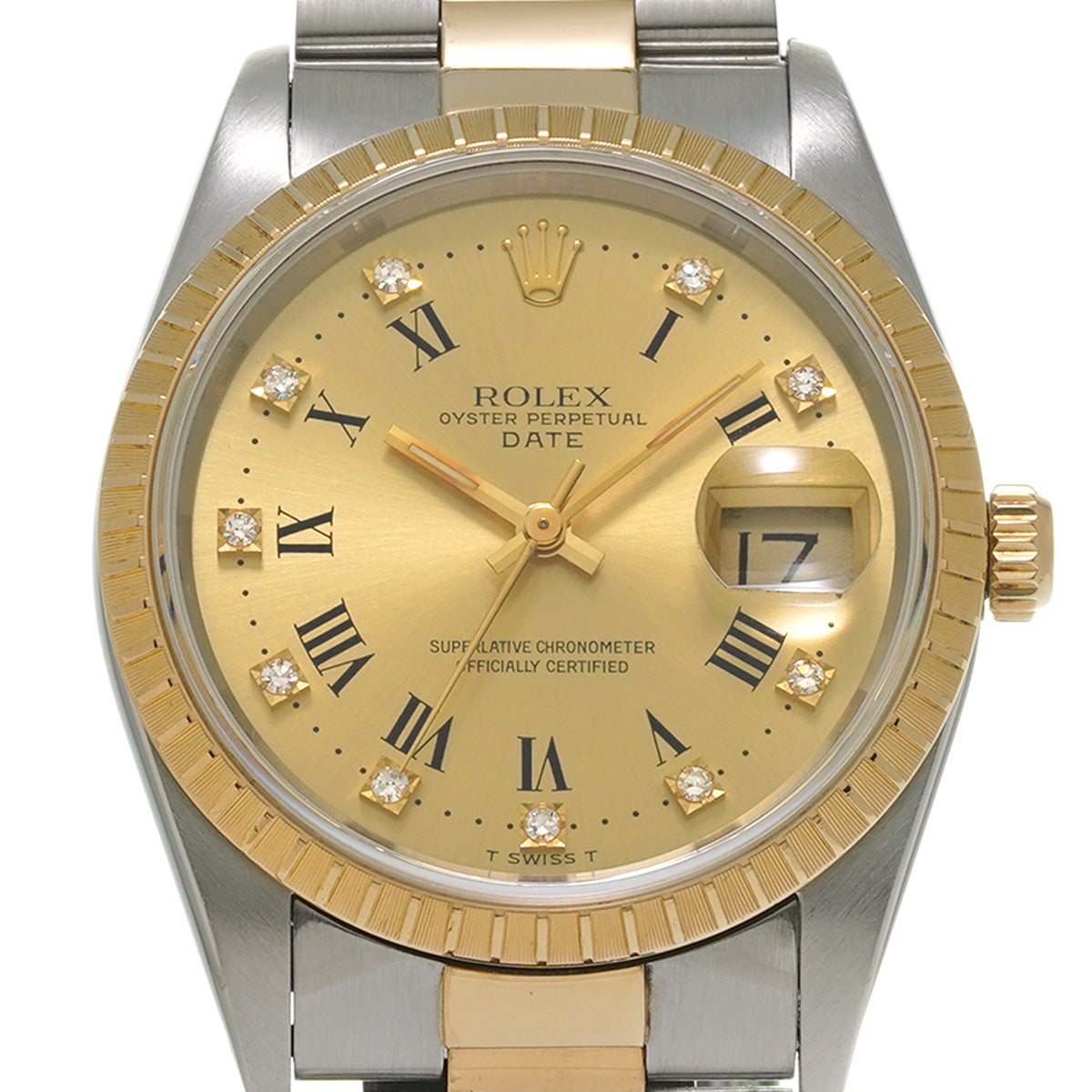 Oyster Perpetual Date 15233 X (manufactured circa 1991) Champagne/Diamond ROLEX Men's [Pre-Owned].