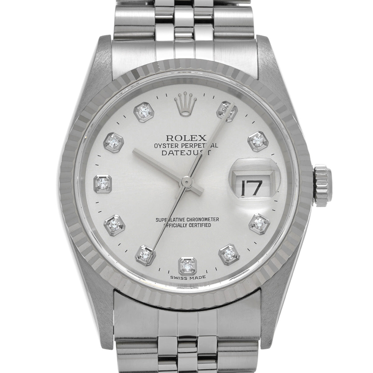 DATE JUST 16234G P (made around 2000) Silver/Diamond ROLEX Men's [Pre-Owned].
