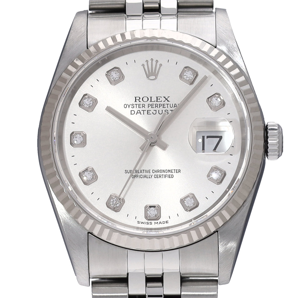 DATE JUST 16234G Y (manufactured circa 2003) Silver/Diamond ROLEX Men's [Pre-Owned].