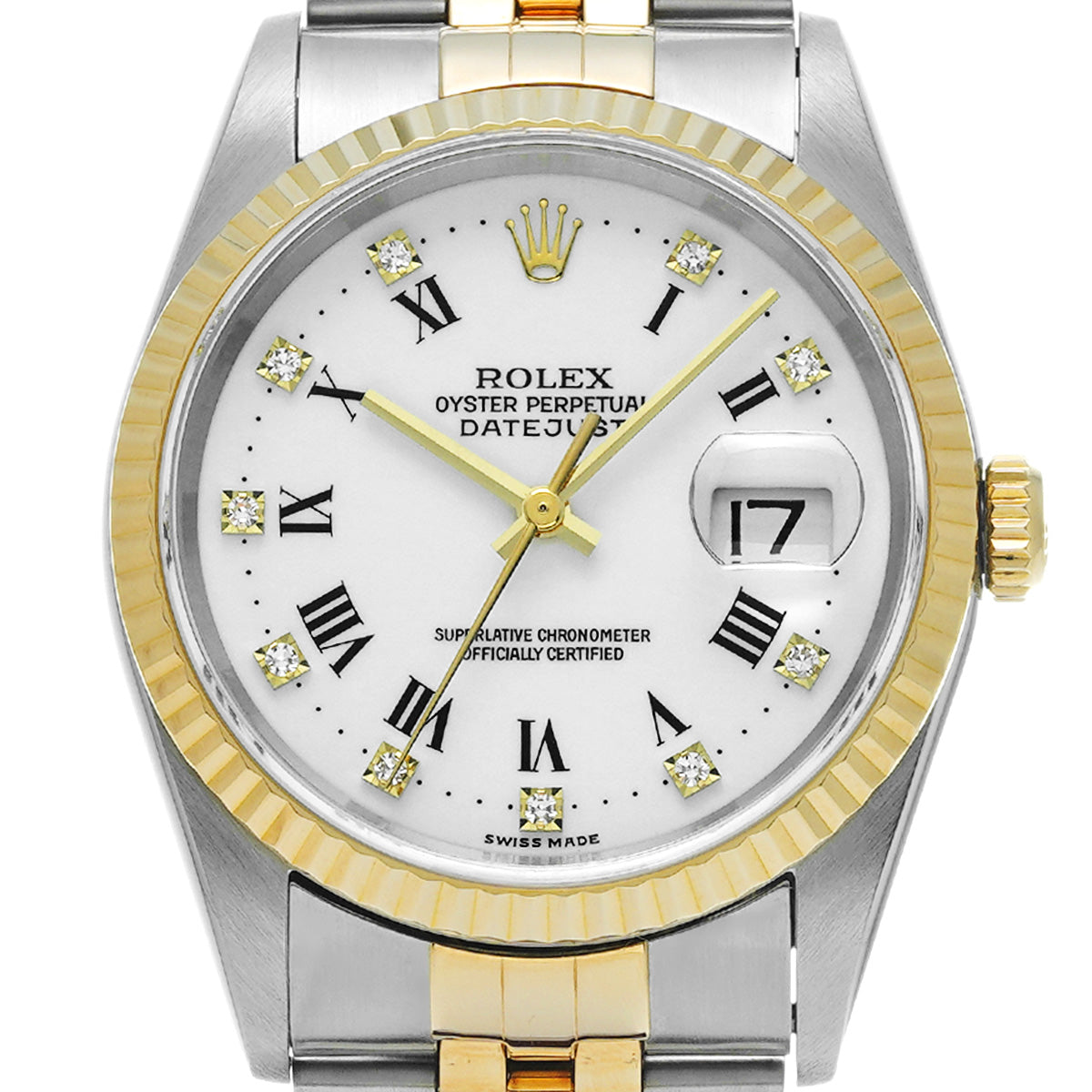 DATE JUST 16233G W (made around 1995) White/Diamond ROLEX Men's [Pre-Owned].