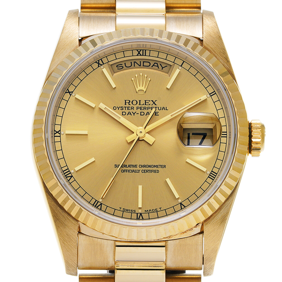 Day Date 18238 W (manufactured circa 1995) Champagne ROLEX Men's [Pre-Owned].