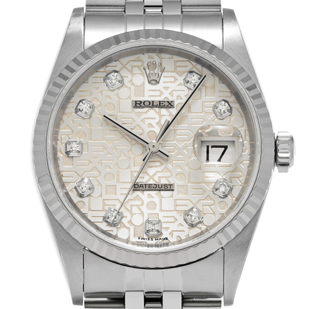 Datejust 16234G A (manufactured circa 1998) Silver Computer/Diamond ROLEX Men's [Pre-Owned].