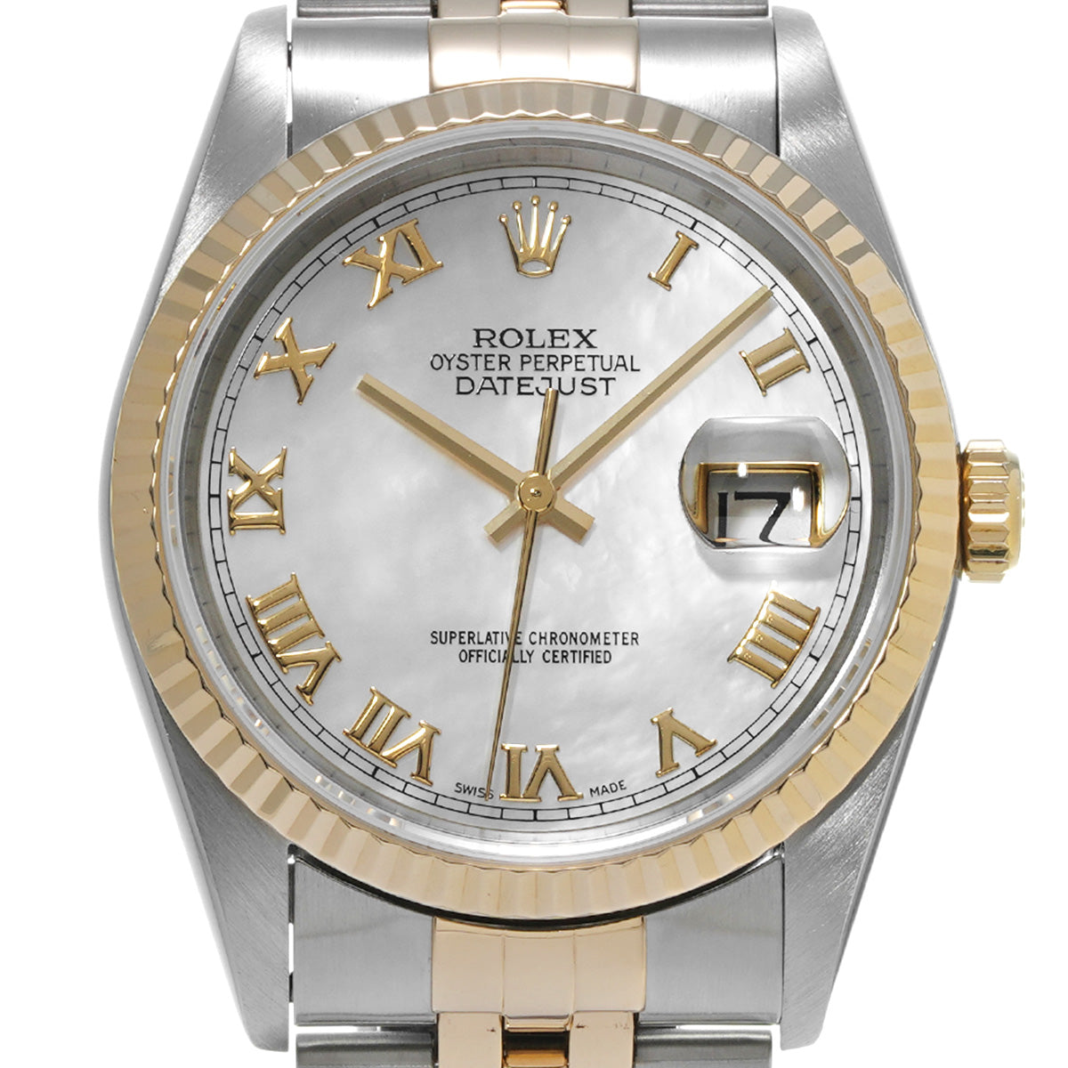 DATE JUST 16233NR T (manufactured circa 1997) White MOP ROLEX Men's [Pre-Owned].
