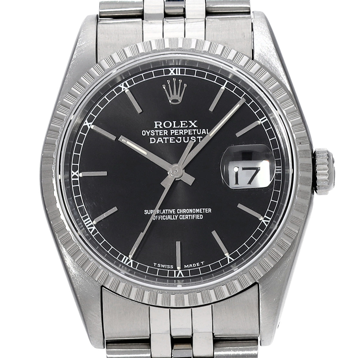 DATE JUST 16220 X (manufactured circa 1993) Black ROLEX Men's [Pre-Owned].
