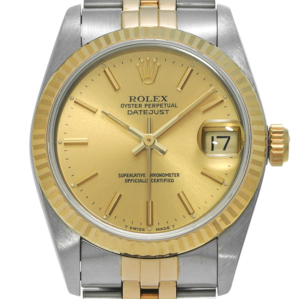 DATE JUST 31 68273 E (manufactured circa 1990) Champagne ROLEX Unisex [Pre-owned].