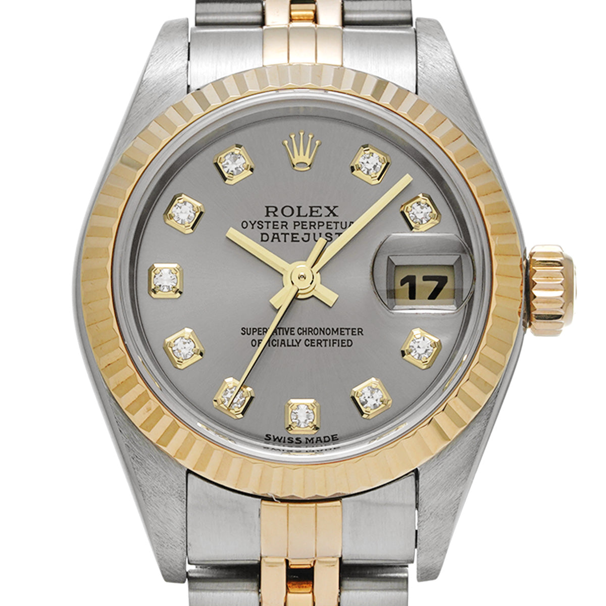 DATE JUST 79173G F (manufactured circa 2003) Gray/Diamond ROLEX Ladies [Pre-Owned].