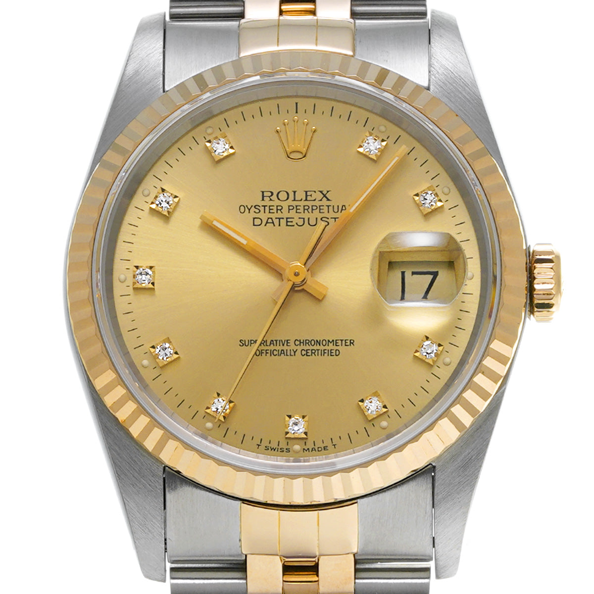 Datejust 16233G E (manufactured circa 1990) Champagne/Diamond ROLEX Men's [Pre-Owned].