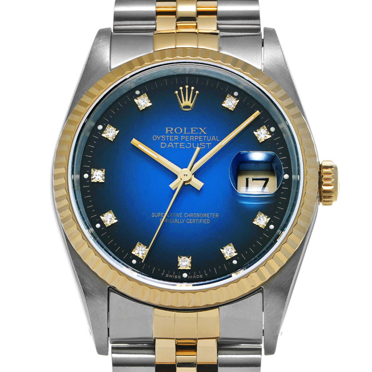 DATE JUST 16233G X (manufactured circa 1991) Blue Gradation/Diamond ROLEX Men's [Pre-Owned].