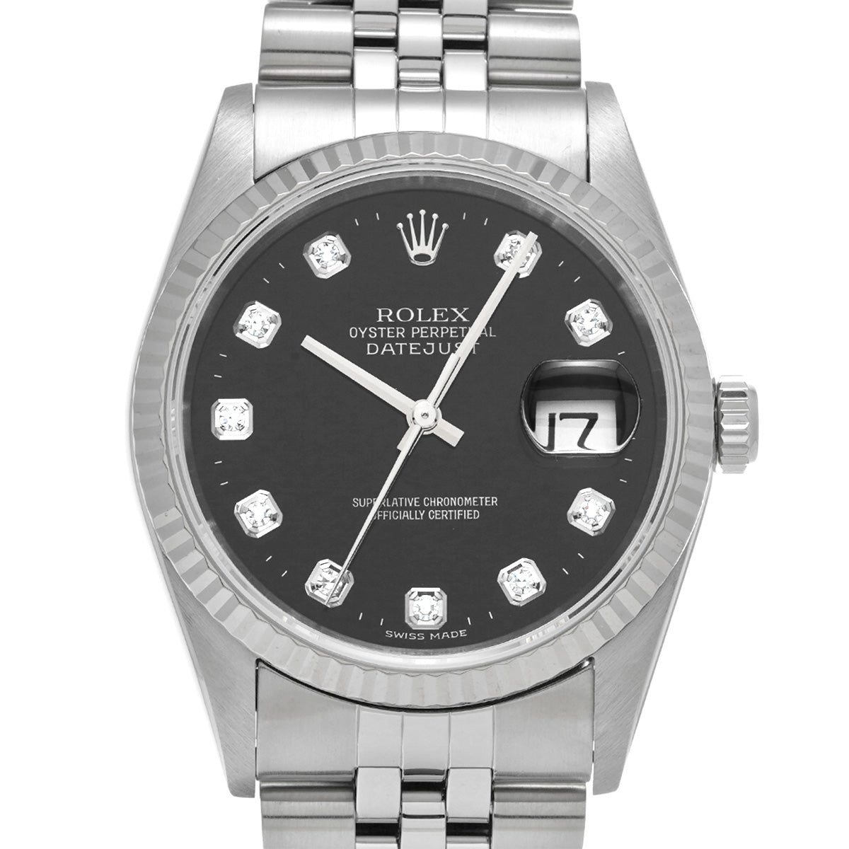 DATE JUST 16234G P (made around 2000) Black/Diamond ROLEX Men's [Pre-Owned].