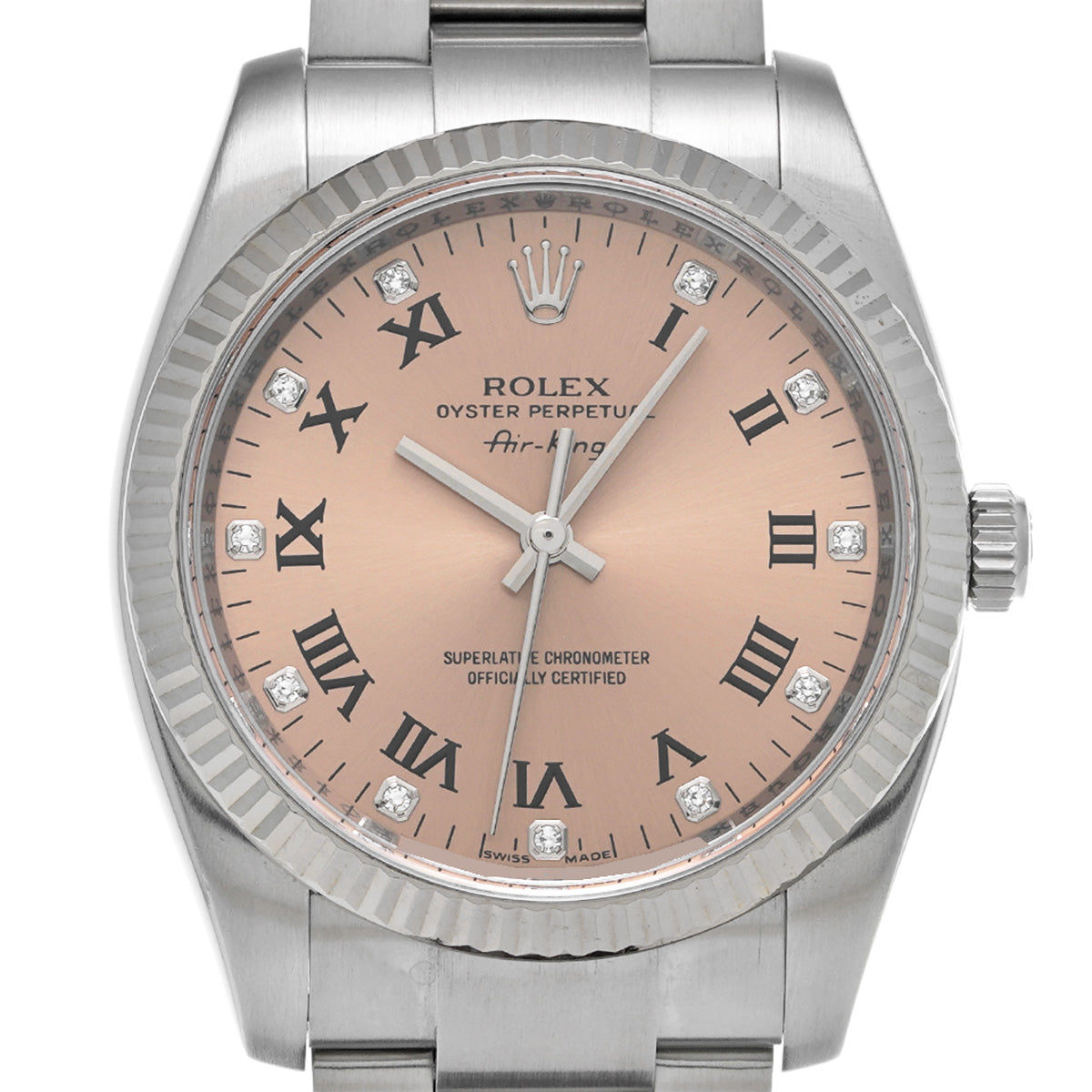Air-King 114234G Z (manufactured circa 2006) Pink/Diamond ROLEX Men's [Pre-Owned].