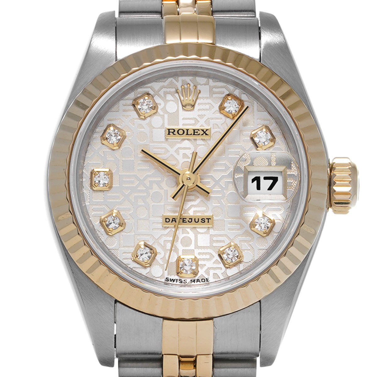 DATE JUST 69173G W (manufactured circa 1996) Silver Computer/Diamond ROLEX Ladies [Pre-Owned].