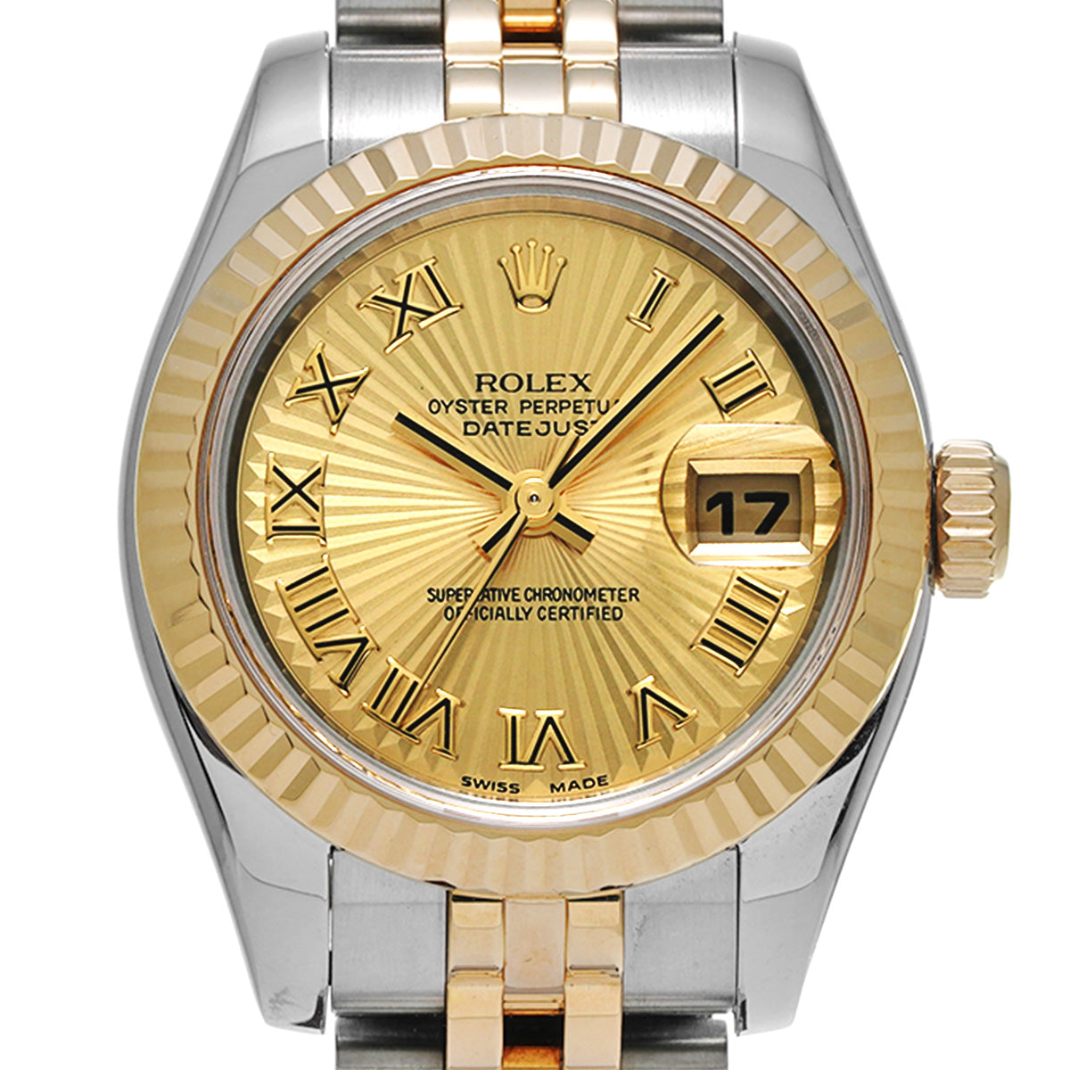 DATE JUST 179173 D (manufactured circa 2005) Champagne Sunbeam ROLEX Ladies [Pre-Owned].