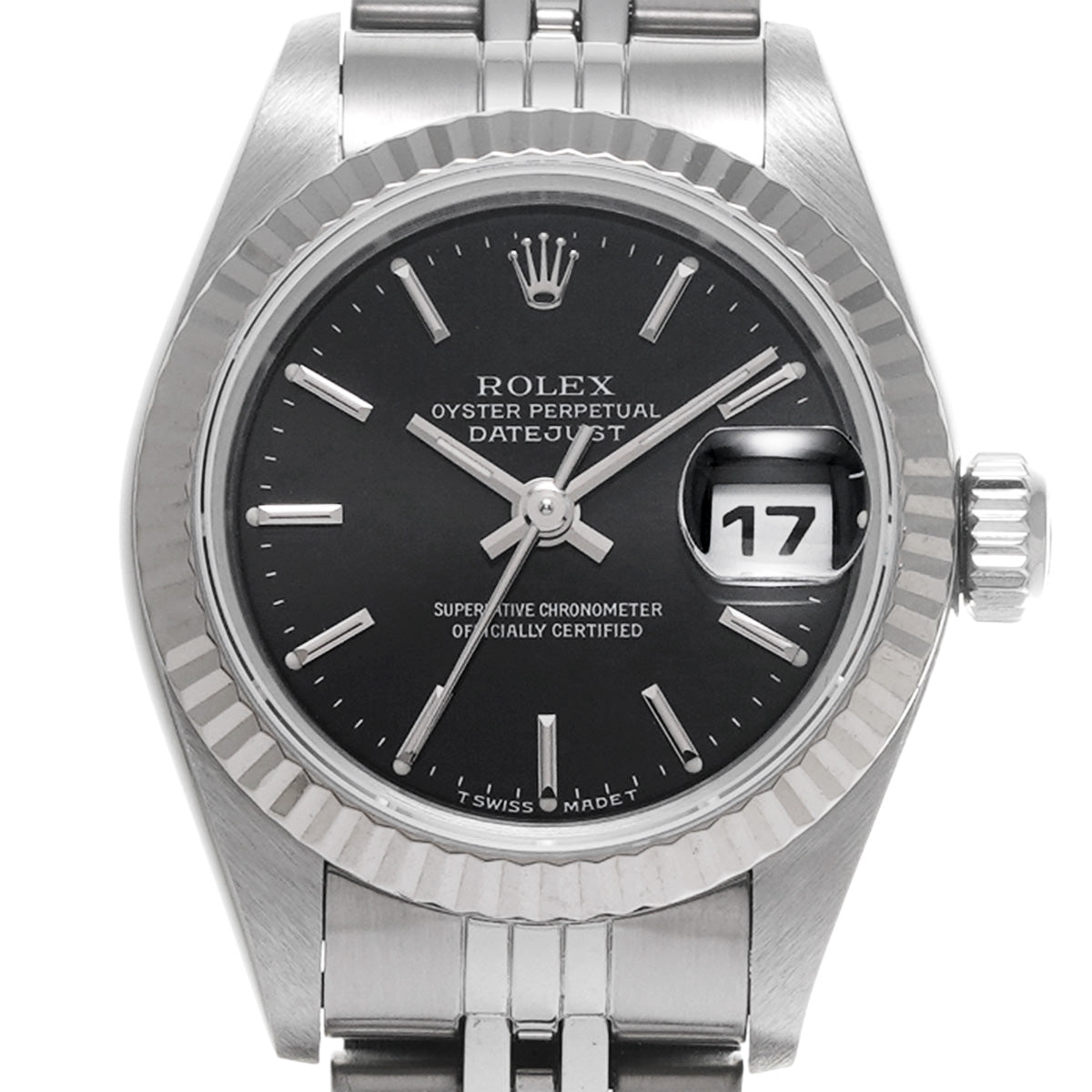 DATE JUST 69174 U (manufactured circa 1997) Black ROLEX Ladies [Pre-Owned].