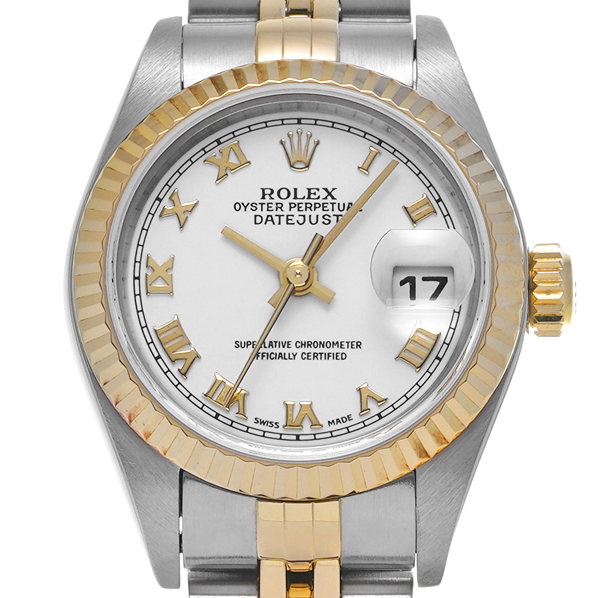 DATE JUST 79173 K (manufactured circa 2002) White ROLEX Ladies [Pre-Owned].