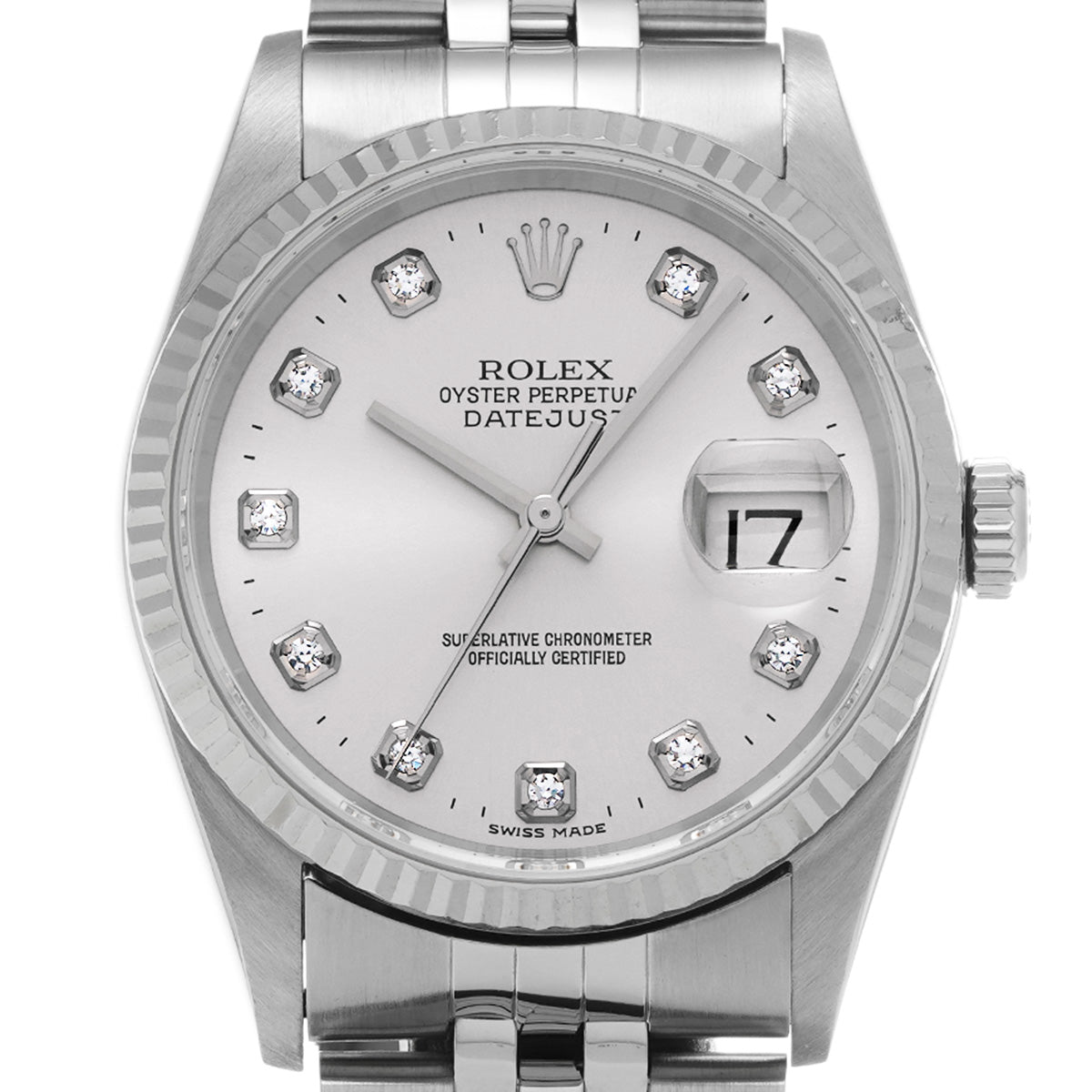 DATE JUST 16234G Y (manufactured circa 2003) Silver/Diamond ROLEX Men's [Pre-Owned].