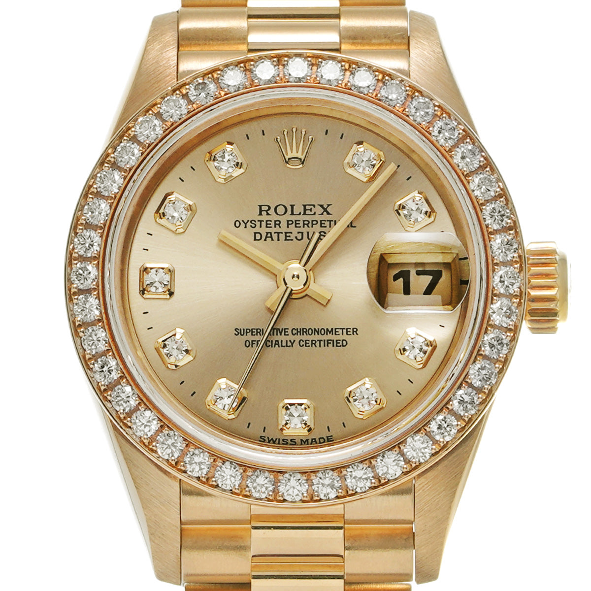 DATE JUST 69138G W (manufactured circa 1996) Champagne/Diamond ROLEX Ladies [Pre-Owned].