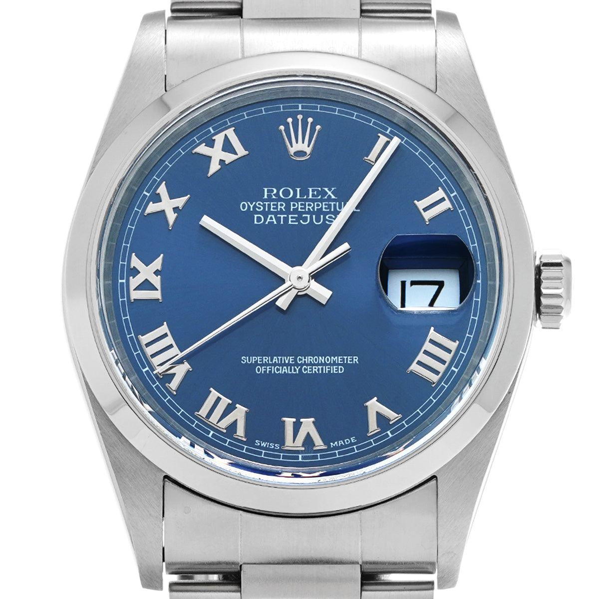 DATE JUST 16200 K (manufactured circa 2001) Blue ROLEX Men's [Pre-Owned].