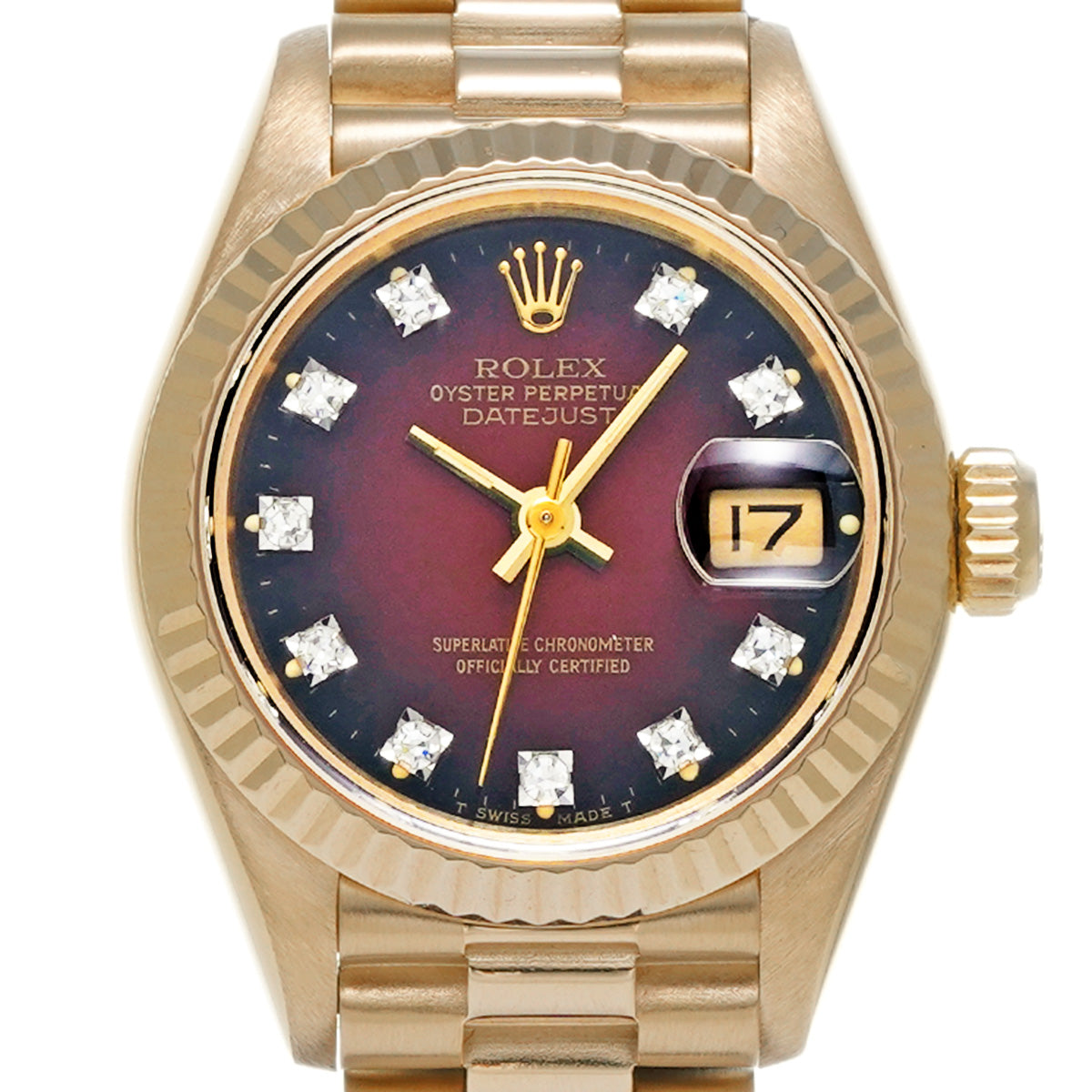 DATE JUST 69178G 87th (manufactured circa 1984) Cherry Gradation/Diamond ROLEX Ladies [Pre-Owned].