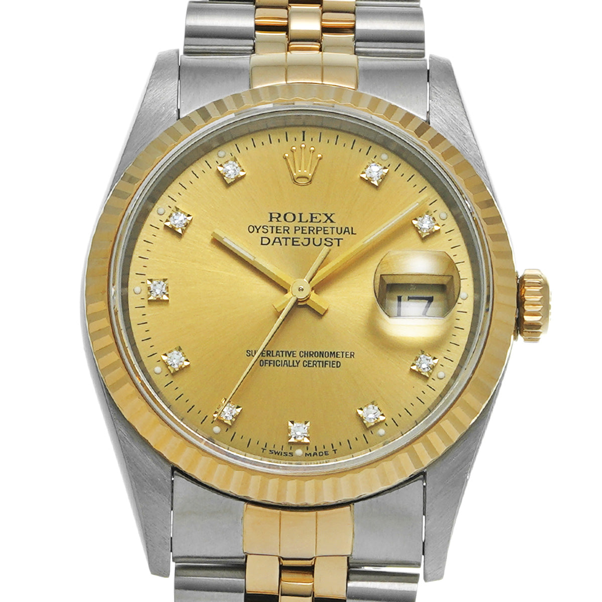 Datejust 16233G S (manufactured circa 1993) Champagne/Diamond ROLEX Men's [Pre-Owned].