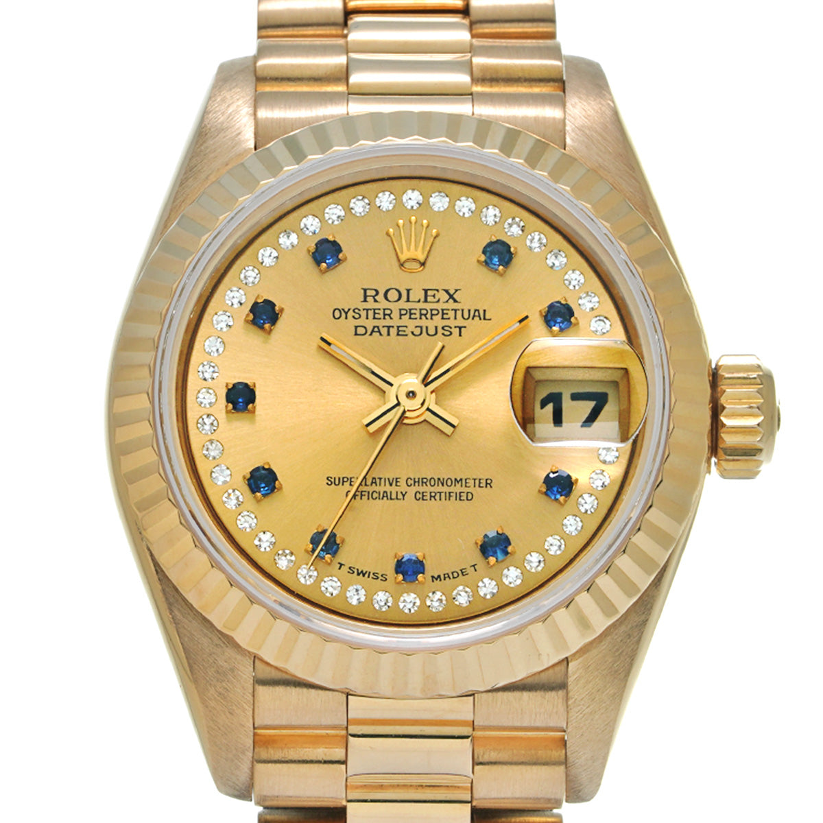 Datejust 69178LS S (manufactured circa 1993) Champagne / Diamond / Sapphire ROLEX Ladies [Pre-Owned].